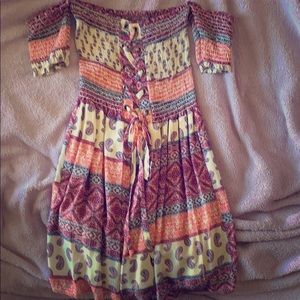 paisley mini dress with cross cross in front
